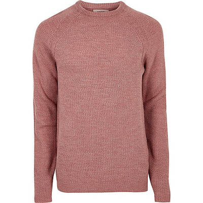 carrie river island jeans,jacques-vertuk Uk Site Pink textured knit crew neck sweater Sweaters / Cardigans Sale men