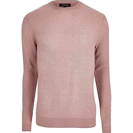 river island t shirts sale,jacques-vertuk London Pink textured knit slim fit sweater men 299861