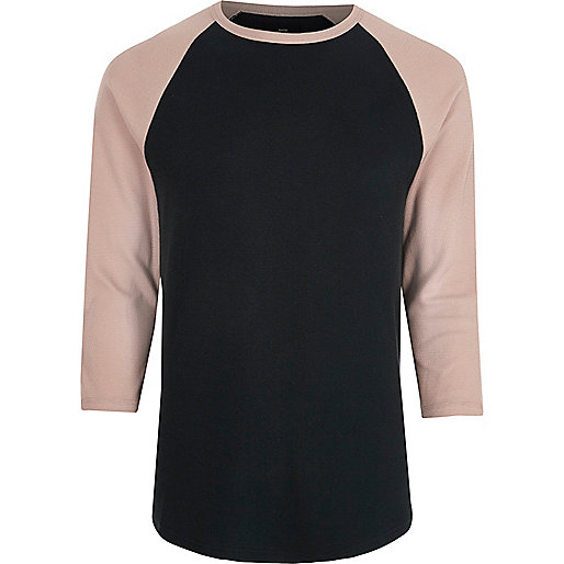 jacques-vertuk Pink three quarter raglan sleeve T-shirt 302619 men T-Shirts / Vests Long Sleeve T-Shirts