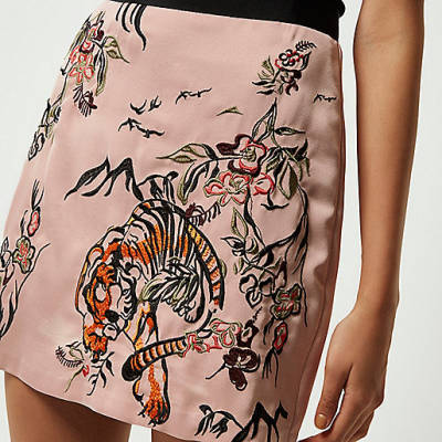 denim trench coat river island,jacques-vertuk South Africa Pink tiger print embroidered mini skirt women 694247