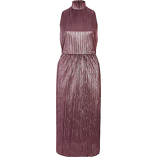 jacques-vertuk Pink turtleneck plisse midi dress 691415 women Dresses