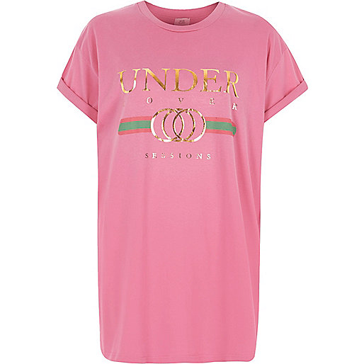 jacques-vertuk Pink ‘undercover’ metallic print T-shirt 707748 women Tops T-Shirts & Vests Print T-Shirts / Vests