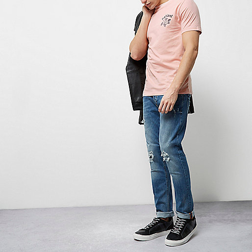 river island mom jeans,jacques-vertuk South Africa Pink 'valiant' floral print slim fit T-shirt T-Shirts / Tanks Sale men