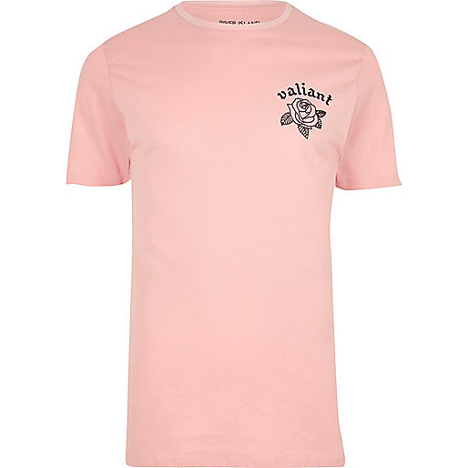 jacques-vertuk Pink 'valiant' floral print slim fit T-shirt 301086 men T-Shirts / Vests