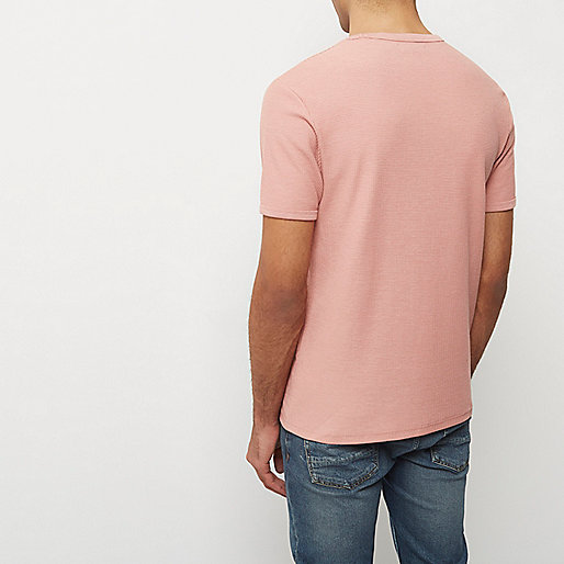 river island jackets,jacques-vertuk Online Store South Africa Pink waffle cotton slim fit T-shirt T-Shirts / Tanks Sale men