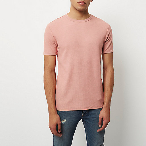 river island jackets,jacques-vertuk Online Store South Africa Pink waffle cotton slim fit T-shirt T-Shirts / Tanks Sale men