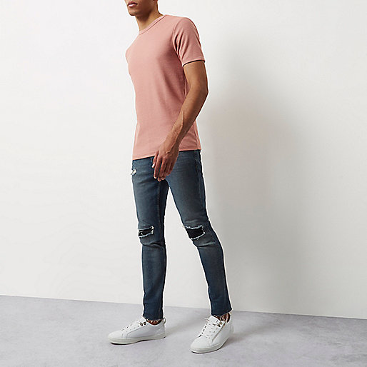 river island jackets,jacques-vertuk Online Store South Africa Pink waffle cotton slim fit T-shirt T-Shirts / Tanks Sale men