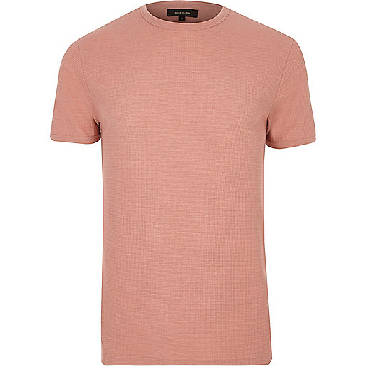 river island jackets,jacques-vertuk Online Store South Africa Pink waffle cotton slim fit T-shirt T-Shirts / Tanks Sale men