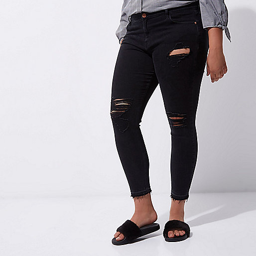 jacques-vertuk Plus black Amelie ripped super skinny jeans 705902 women Jeans Skinny Jeans