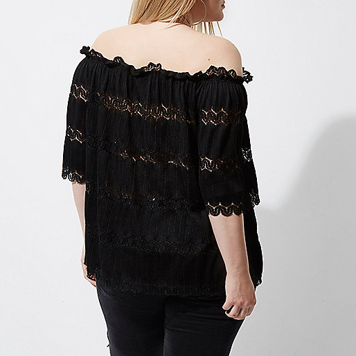 river island black feather dress,jacques-vertuk Ireland Plus black bardot lace shirred top women 701477