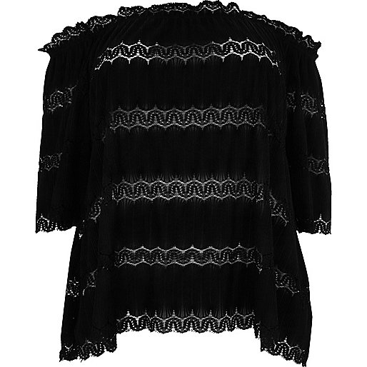 river island black feather dress,jacques-vertuk Ireland Plus black bardot lace shirred top women 701477