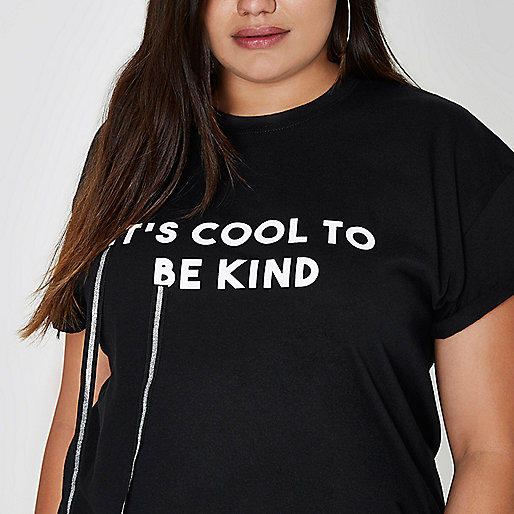 river island leather backpack,New At jacques-vertuk Plus black 'cool to be kind' print T-shirt Print T-Shirts / Tanks T-Shirts & Tanks Tops women