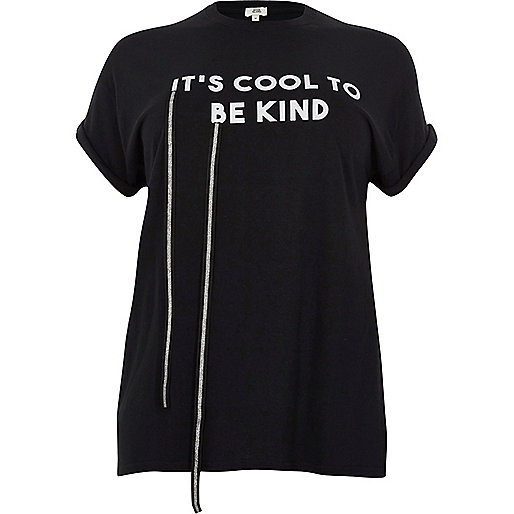 river island leather backpack,New At jacques-vertuk Plus black 'cool to be kind' print T-shirt Print T-Shirts / Tanks T-Shirts & Tanks Tops women