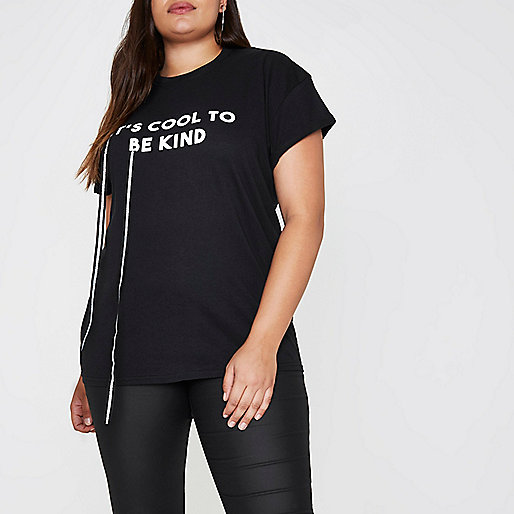 river island leather backpack,New At jacques-vertuk Plus black 'cool to be kind' print T-shirt Print T-Shirts / Tanks T-Shirts & Tanks Tops women