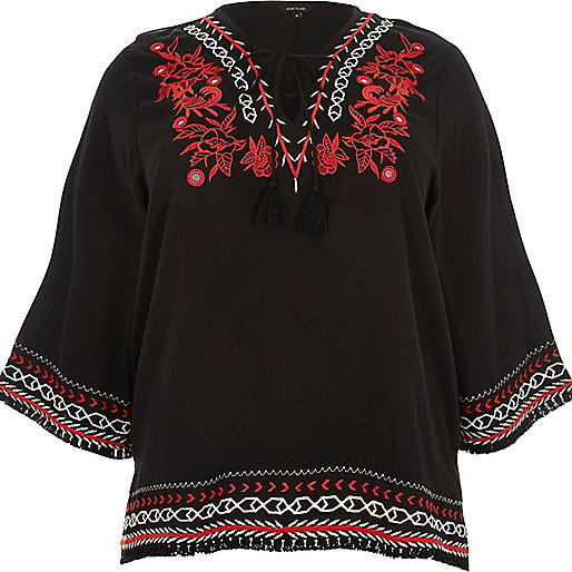 river island pink mules,jacques-vertuk UK Sale Plus black embroidered smock top women 701475