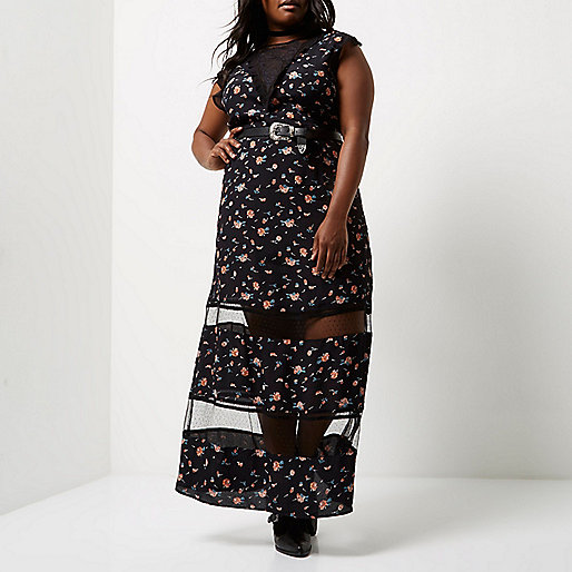 river island long strap bags,jacques-vertuk London Stores Plus black floral print sheer panel dress Dresses Sale women