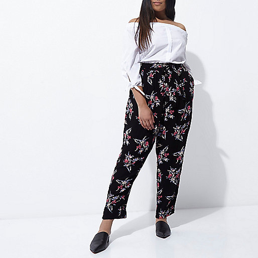 river island bluewater,jacques-vertuk Shop Plus black floral print tapered joggers women 704211