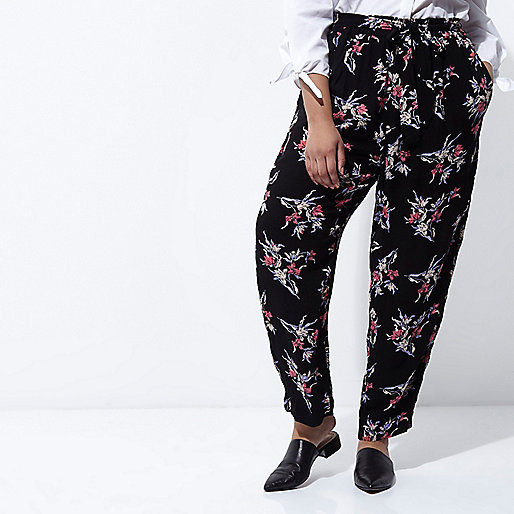 river island bluewater,jacques-vertuk Shop Plus black floral print tapered joggers women 704211