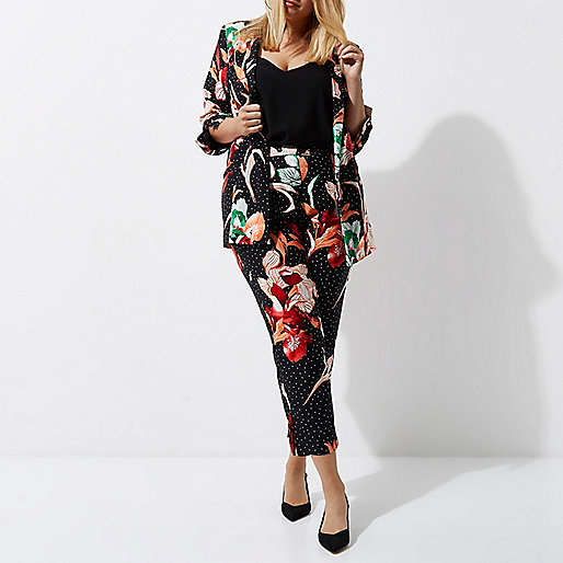 river island shoes sale,jacques-vertuk Shop Plus black floral print tapered leg pants women 708935