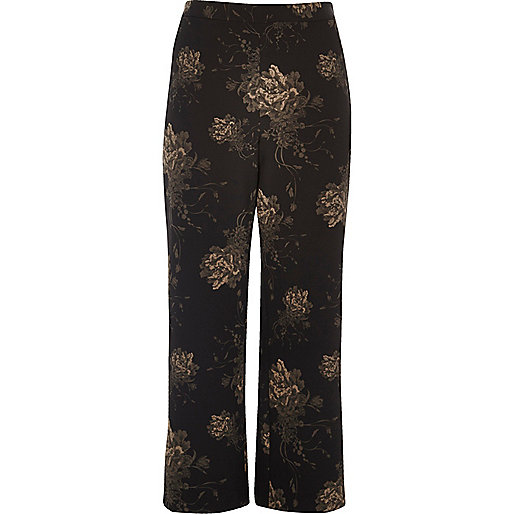 jacques-vertuk Plus black floral wide leg pants 693044 women Trousers