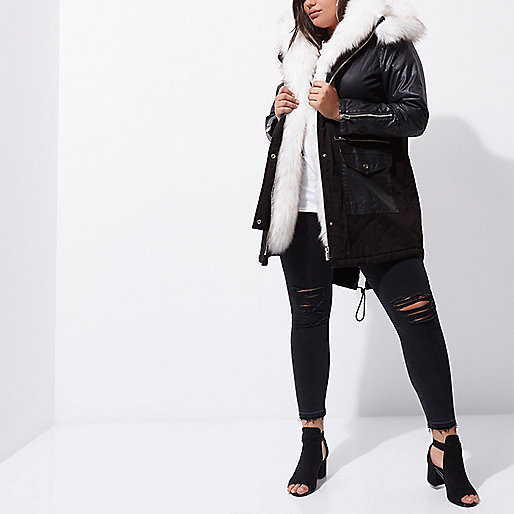 river island blue backpack,jacques-vertuk Clothing Website Plus black fur collar parka coat Jackets Coats / Jackets women