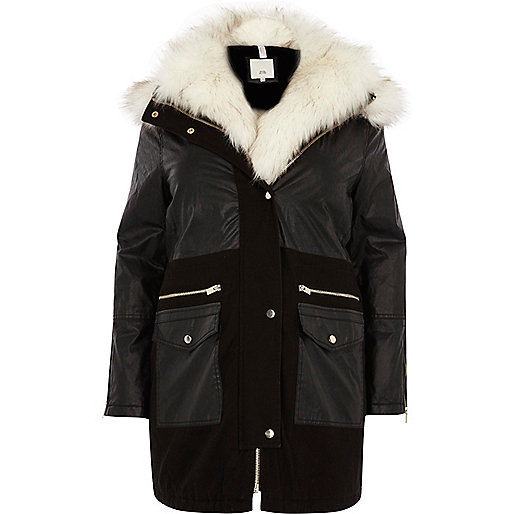 black platform sandals river island,jacques-vertuk Stores Plus black fur collar parka coat women 704445