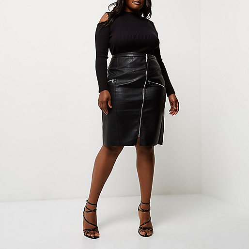 river island smock midi dress,New Season jacques-vertuk Plus black leather look pencil skirt Midi Skirts Skirts women