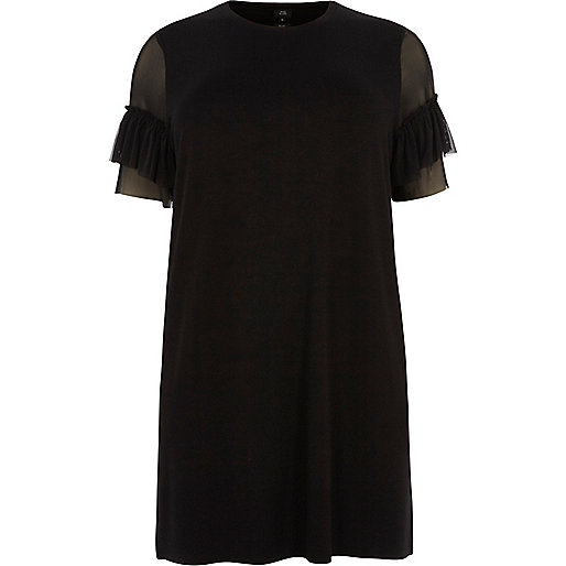 black blazer dress river island,Island Clothing Online Plus black mesh frill sleeve longline T-shirt Plain T-Shirts / Tanks T-Shirts & Tanks Tops women