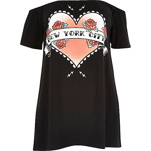 river island clogs,jacques-vertuk UK Sale Plus black new york bardot T-shirt women 696070