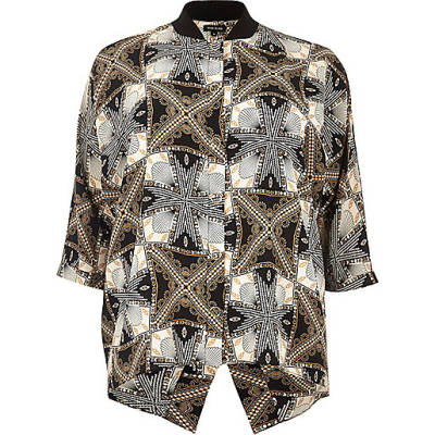 jacques-vertuk Plus black print popper shirt 692220 women Tops