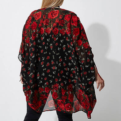 river island long coat sale,jacques-vertuk Online Plus black rose print batwing kimono women 701478