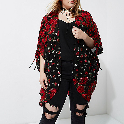 river island long coat sale,jacques-vertuk Online Plus black rose print batwing kimono women 701478