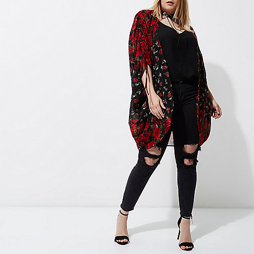 river island long coat sale,jacques-vertuk Online Plus black rose print batwing kimono women 701478