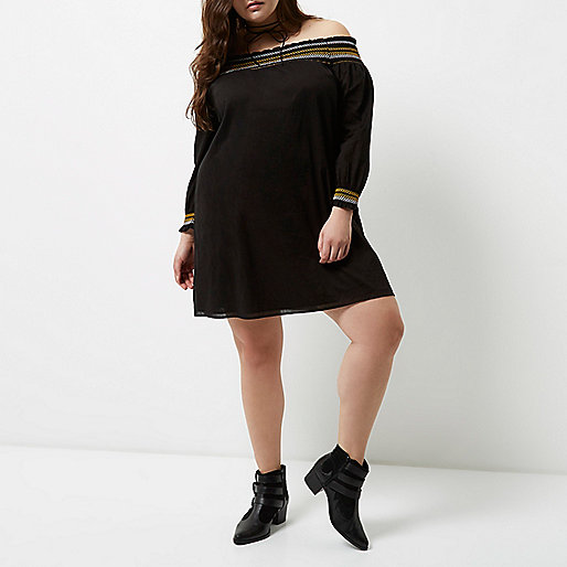 river island color block dress,jacques-vertuk Jeans Sale Plus black shirred bardot dress Festival Sale women