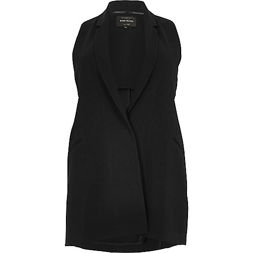 jacques-vertuk Plus black sleeveless cut-out tux jacket 689086 women Coats / Jackets