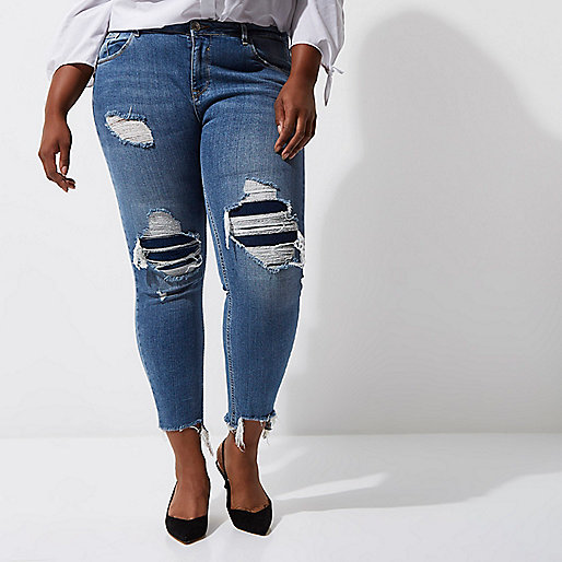 jacques-vertuk Plus blue Alannah ripped relaxed skinny jeans 705830 women Jeans Skinny Jeans