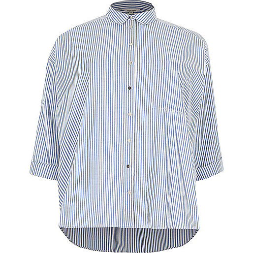 river island brown mens shoes,R8Ver Island Plus blue and white stripe shirt Workwear Sale women