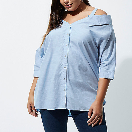 river island mum jeans,jacques-vertuk UK Sale Plus blue cold shoulder shirt women 704685