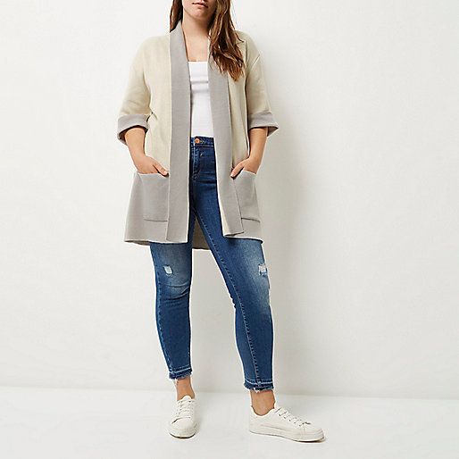 river island ladies sale tops,jacques-vertuk South Africa Plus cream color block cardigan women 688747