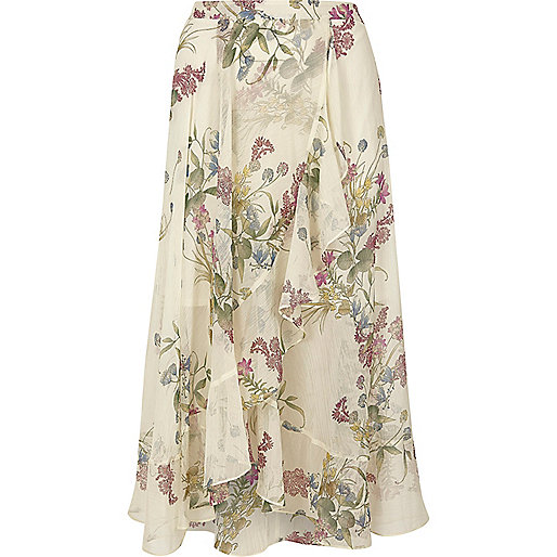 river island floral mini dress,jacques-vertuk Ireland Plus cream floral frill hem wrap maxi skirt women 702154