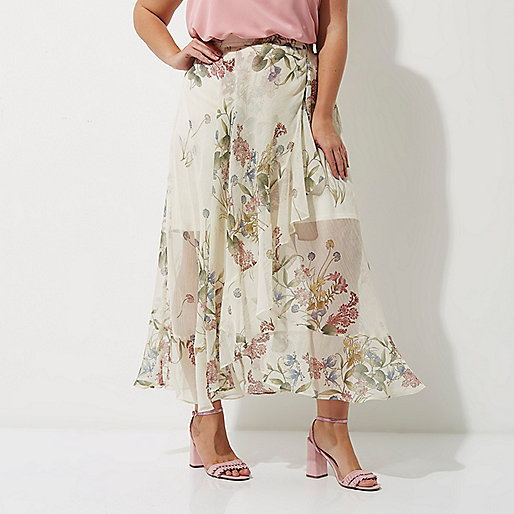 river island floral mini dress,jacques-vertuk Ireland Plus cream floral frill hem wrap maxi skirt women 702154