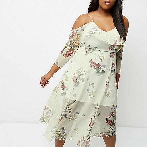 gold clutch river island,jacques-vertuk Summer Clothes Plus cream floral print cold shoulder dress Dresses Sale women