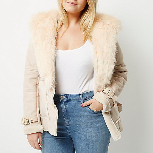 sale women river island,jacques-vertuk Dress Pink Plus cream shearling jacket Coats / Jackets Sale women