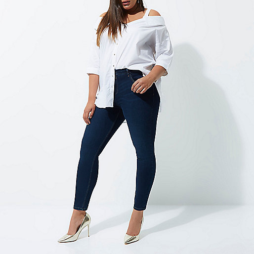 womens white pumps river island,Rivers Clothing Plus dark blue Amelie super skinny jeans Skinny Jeans Jeans women