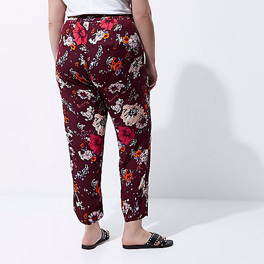 river island petite coats,jacques-vertuk Online Plus dark red floral print tapered joggers women 704212