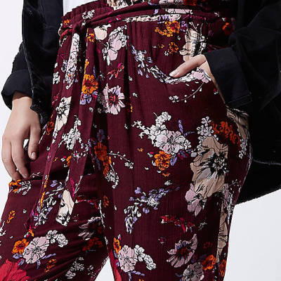 river island petite coats,jacques-vertuk Online Plus dark red floral print tapered joggers women 704212