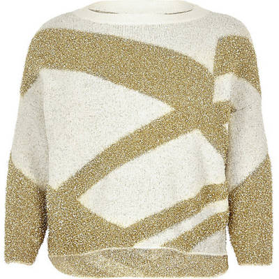 jacques-vertuk Plus gold tinsel knit Christmas sweater 691071 women Knitwear