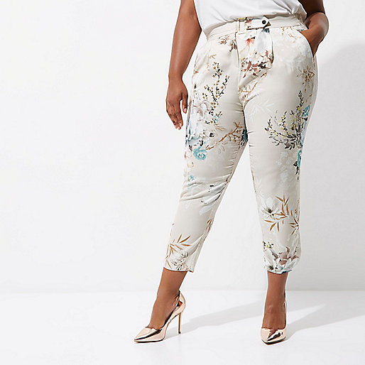 black molly jeans river island,jacques-vertuk Logo Plus grey floral tapered pants Tapered Pants Pants women