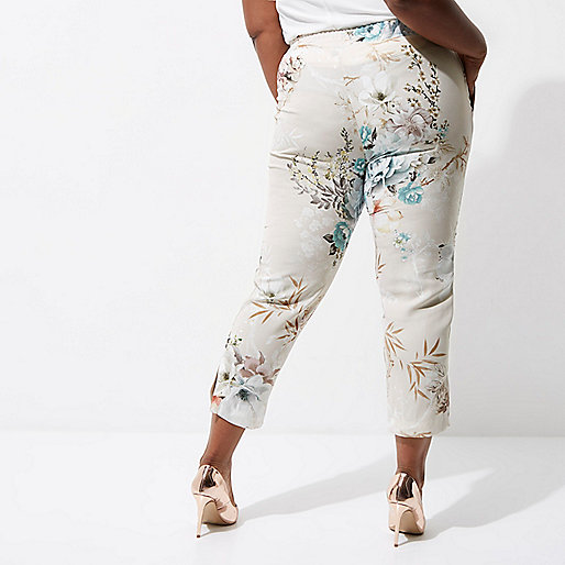 river island trousers,jacques-vertuk South Africa Plus grey floral tapered pants women 707150