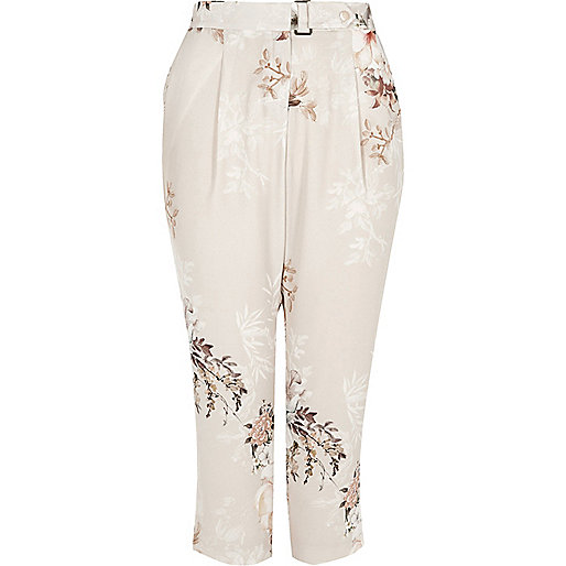 river island trousers,jacques-vertuk South Africa Plus grey floral tapered pants women 707150